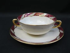 Lenox Bellevue Maroon~(1) Flat Cream Soup Bowl and Saucer~1st Quality~Perfect