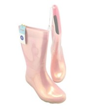 Cat  Jack Big Girls' Size 6 Pink Glimmer Shimmer Waterproof Rain Boots Rainboot