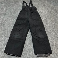 Lands End Snow Bib Pants Youth Kids 7 Black Ankle Cuffs Zip Closure Pockets