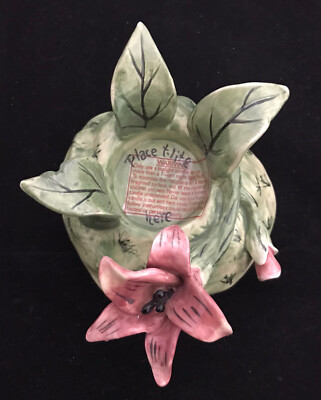 Blue Sky Clayworks T-Lite Tea light Holder Pink Lilly 2004 Heather Goldminc
