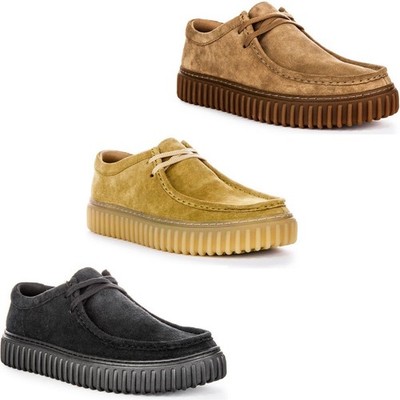 Clarks Torhill Top gerippte Laufsohle Wildleder Herren Freizeitschuh in Oliv UK 7   12
