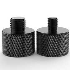 2 PCS Mic Stand Adapter 5/8 To 3/8 And 5/8 To 1/4 Black Thread Screw Combo