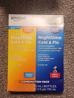 Amazon Basics Daytime Nighttime Cold & Flu Liquid Combo Pack 2x12oz
