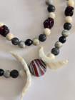 Men's Women's Necklace -Shell Pearl Stone Agate Glass Marble Beaded VTG Necklace — photo 2