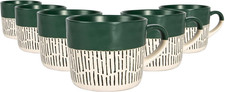 Nicola Spring Ceramic Coffee Mugs Set - 475Ml - 6Pc Sage Dipped Dash Stoneware C