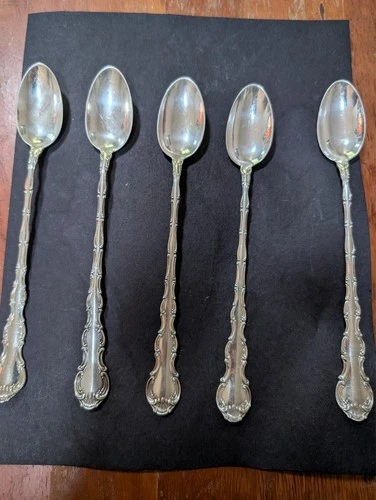 5 GORHAM Strasbourg Sterling Iced Tea Spoons