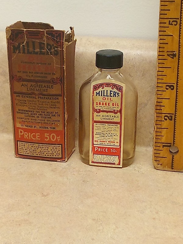 Antique Snake Oil Bottle Original Label And Box