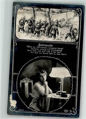 38150958 - Junge Frau denkt an ihren Liebsten im Felde E.A.S. 1921/5 Feldpost