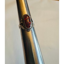 Sterling Silver Amber JEWELRY RING - LONG OVAL Size 5.5