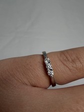10K White Gold 3-Stone Natural Diamond Band R...