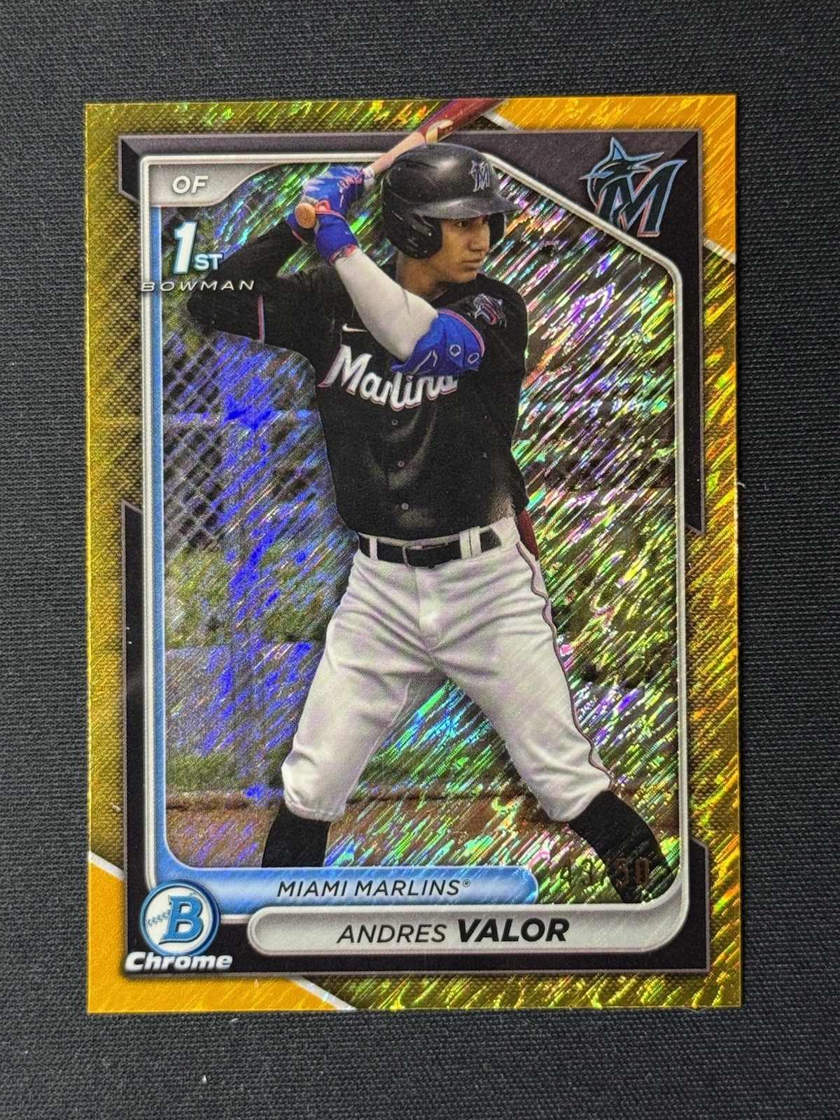 2024 Bowman Chrome 1st Gold Shimmer Refractor /50 Andres Valor Marlins