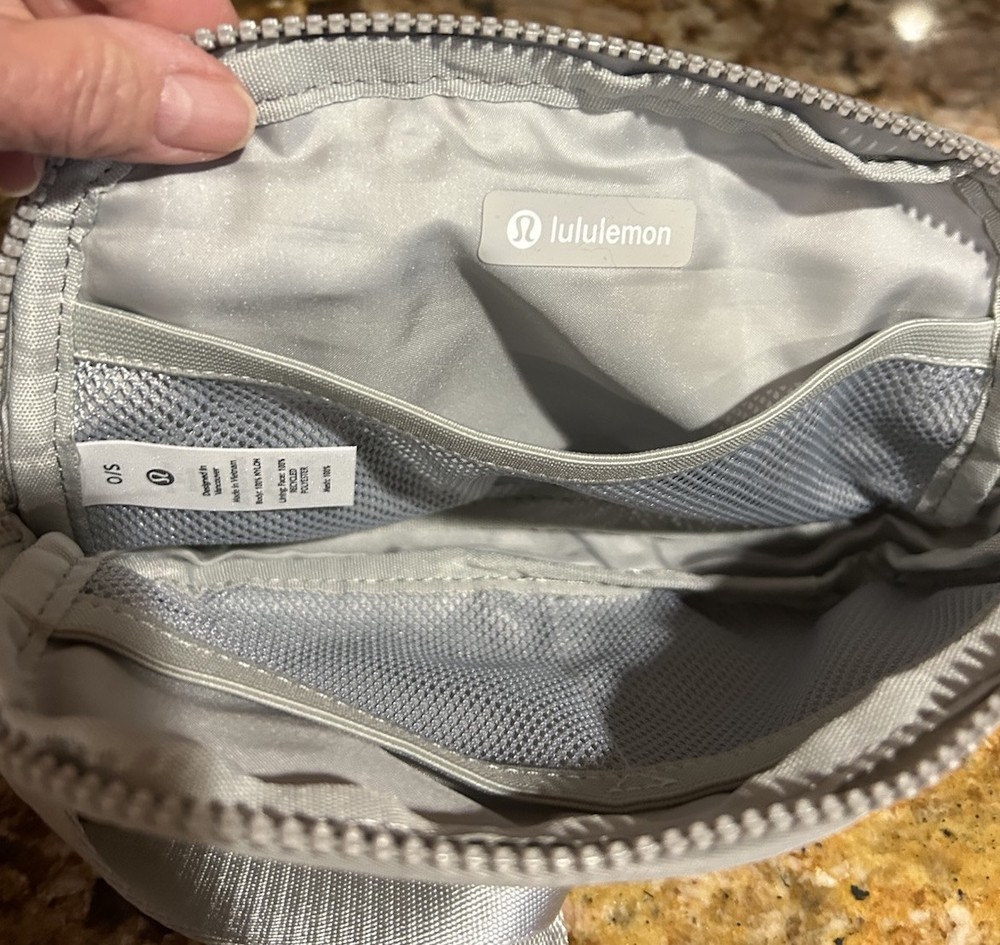 Lulmon Grey Belt Bag with Silver Hardware Zipper Closure