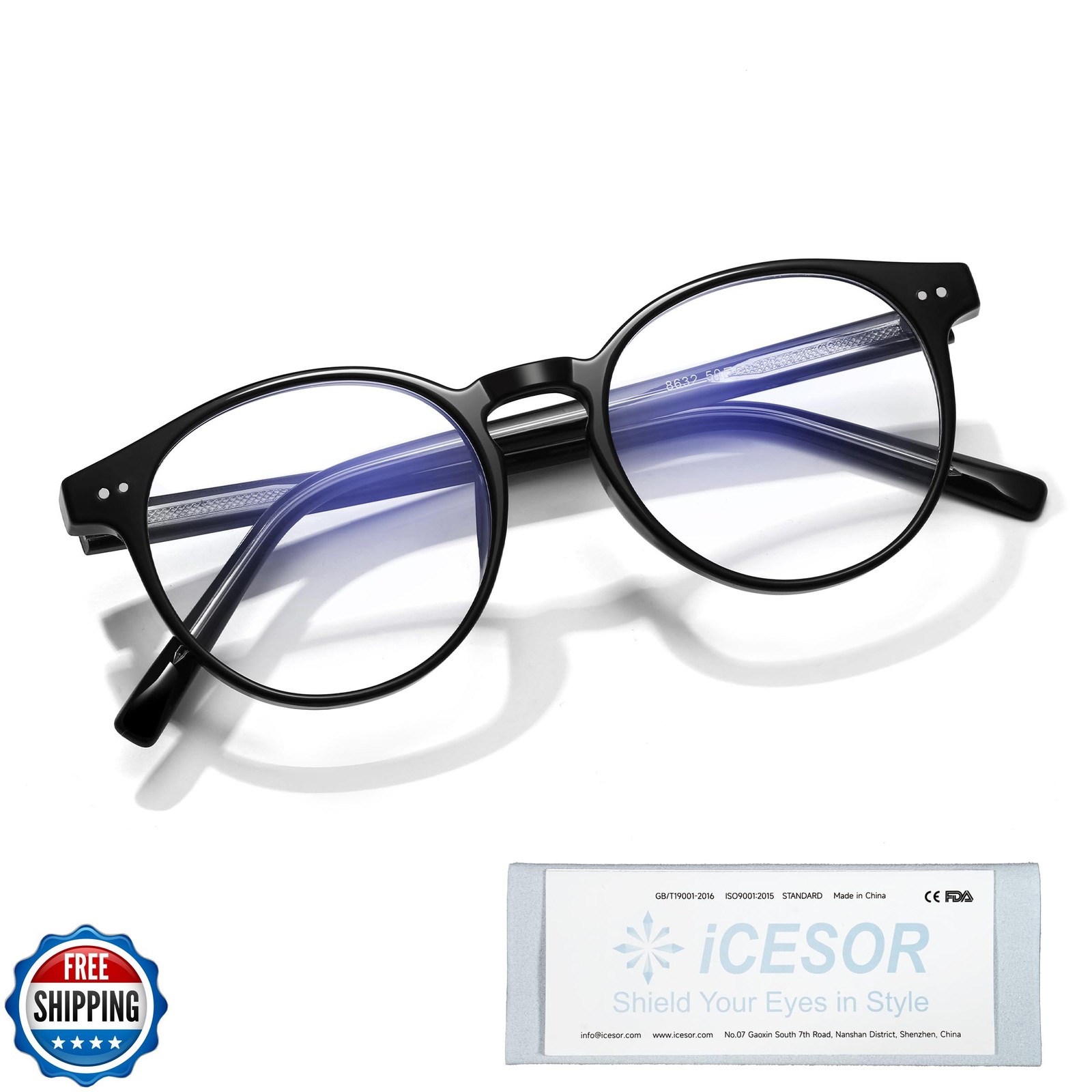 Icesor Round Clear Blue Light Blocking Glasses Preppy Chic Muses Style