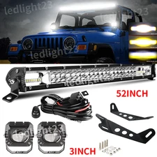 20" LED Light Bar+ 3" Pods+Mount Brackets Wire Fit For 07-18 Jeep Wrangler JK