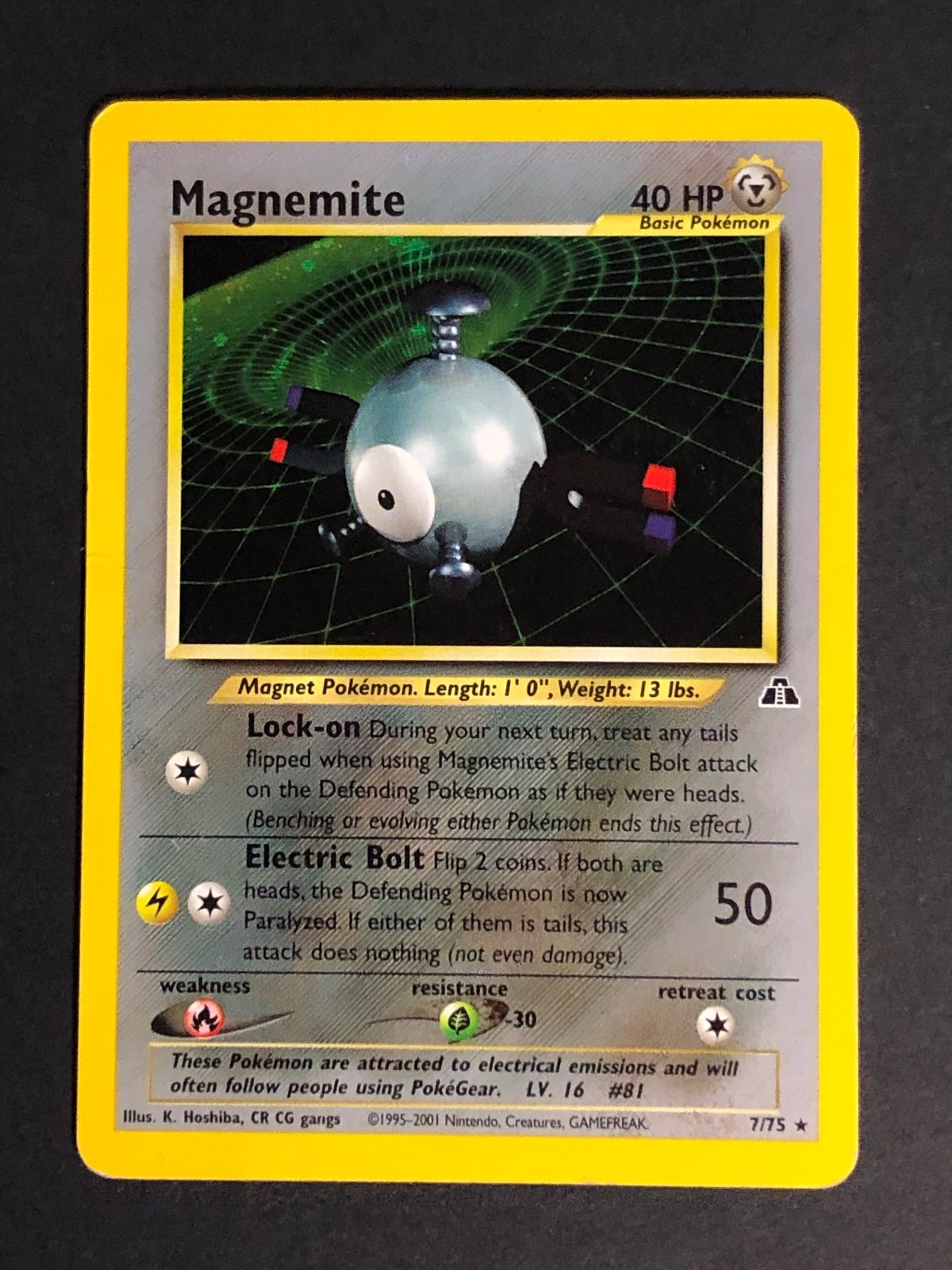 Magnemite - 7/75 - Pokemon Neo Discovery Unlimited Holo Rare Card WOTC NM