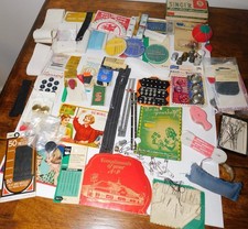 Large Lot of Vintage Sewing Notions Thimbles Tomato Pin Cushion Needles Hooks