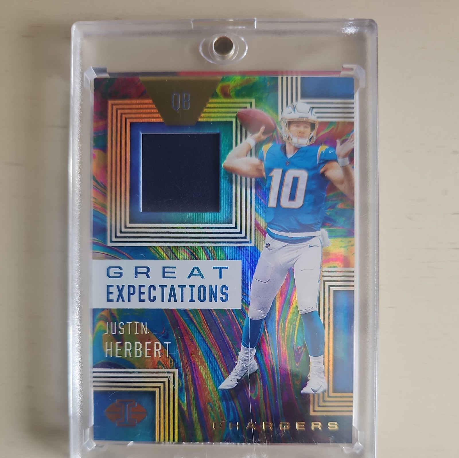 2020 Panini Illusions - Great Expectations Relics Justin Herbert #GE3 (MEM, RC)