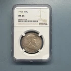 NGC Graded MS 66 1957 United States Franklin Half Dollar 50c