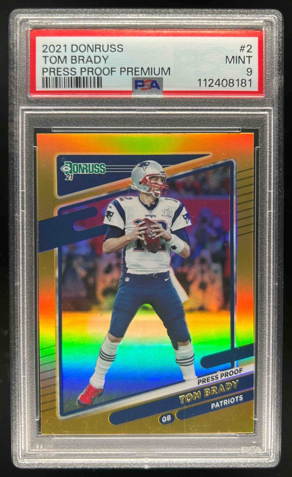 2021 Donruss Tom Brady Press Proof Premium #2 Patriots PSA 9