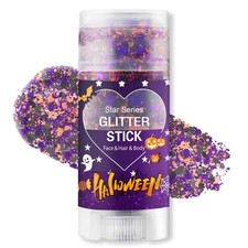 Halloween Body Glitter Stick, Black Orange Purple Sequin Hair Glitter for Rum...