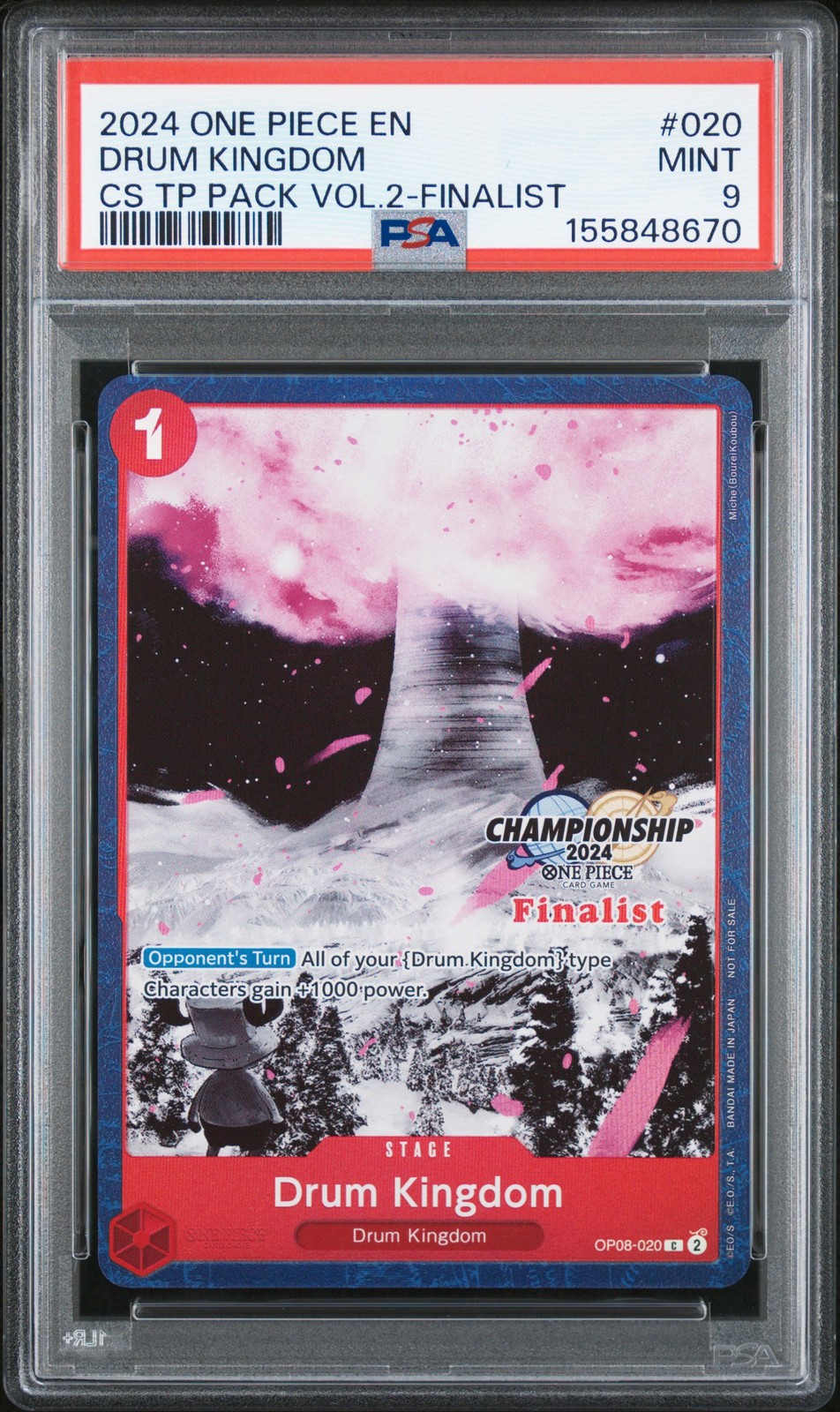 2024 ONE PIECE CHAMPIONSHIP 2024 TOP PLAYER PACK VOL.2 #020 DRUM KINGDOM PSA 9