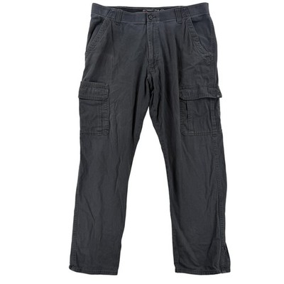 Wrangler All Terrain Gear Cargo Pants Mens 38x32 Gray Relaxed ATG Stretch Canvas