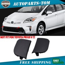 Fit 2012-2015 Toyota Prius 2pcs Black Front Bumper Tow Eye Hook Cover Cap
