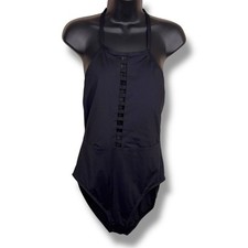 Size 12 La Blanca Black One Piece Swimsuit Stretch Classic Cutout Accents