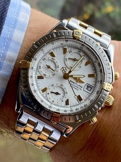 Breitling Chronomat Mens Watch SS 18k 39mm Automatic White Ref. B13352