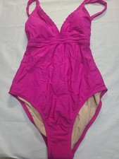 Women's Crochet Shell Stitch Medium Coverage One Piece Swimsuit Kona Sol Pink L