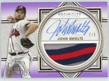 John Smoltz 2022 Topps Definitive Collection Purple Patch Auto Card #DARC-JS 2/5