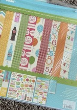 New Jillibean Soup Birthday Bisque 12x12 Scrapbook paper set with stickers