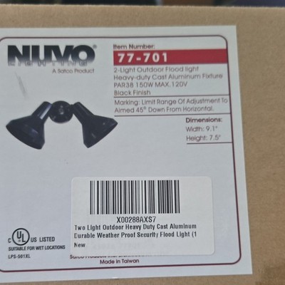Nuvo Lighting 77-701 2-Light Outdoor Flood Light Black PAR38 150W 120V UL