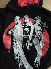 Jim Lee Batman Superman Wonder Woman TRINITY DC  Hoodie  Men's LARGE  Black