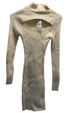 Windsor Sweater Dress Small NWT Ivory Ribbed Knit Long Sleeve Mock Neck Cutout
