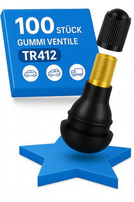 100x Gummiventil TR412  EPMD Gummi Ventil Autoreifen Snap-In 100 412 Autoventil
