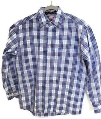 Wrangler George Strait Shirt Mens Medium Plaid Cowboy Cut Western Long Sleeve