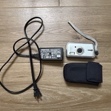 Pentax Optio W10 Silver Camera w/ Battery Charger Case Tested