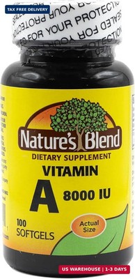 Nature's Blend Vitamin A 8000 IU - 100 Softgels - Supports Eye Health, Immune Fu