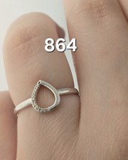 1.83g 9ct White Gold Diamond Tear Drop Ring Size N 375 9kt Hallmarked
