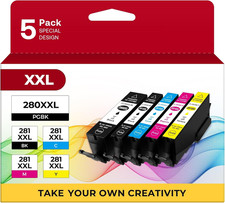 PGI-280 XXL/CLI-281 XXL Ink Cartridge 5 Color Value Pack Replacement for Canon 2