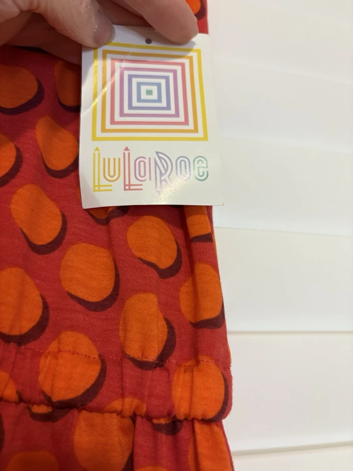 женское платье Lularoe без рукавов, оранжевое и фиолетовое длина до колена полкадот размер M - Изображение 4 из 4