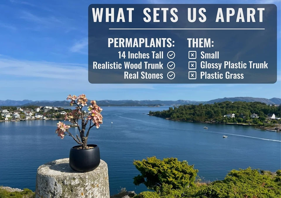 Bonsai artificial pino 14 pulgadas imitación maceta planta escritorio exhibición árbol falso Foto 3 de 4