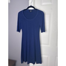 Premise Navy Blue Half Sleeve A Line Round Neck Dress Sz XS