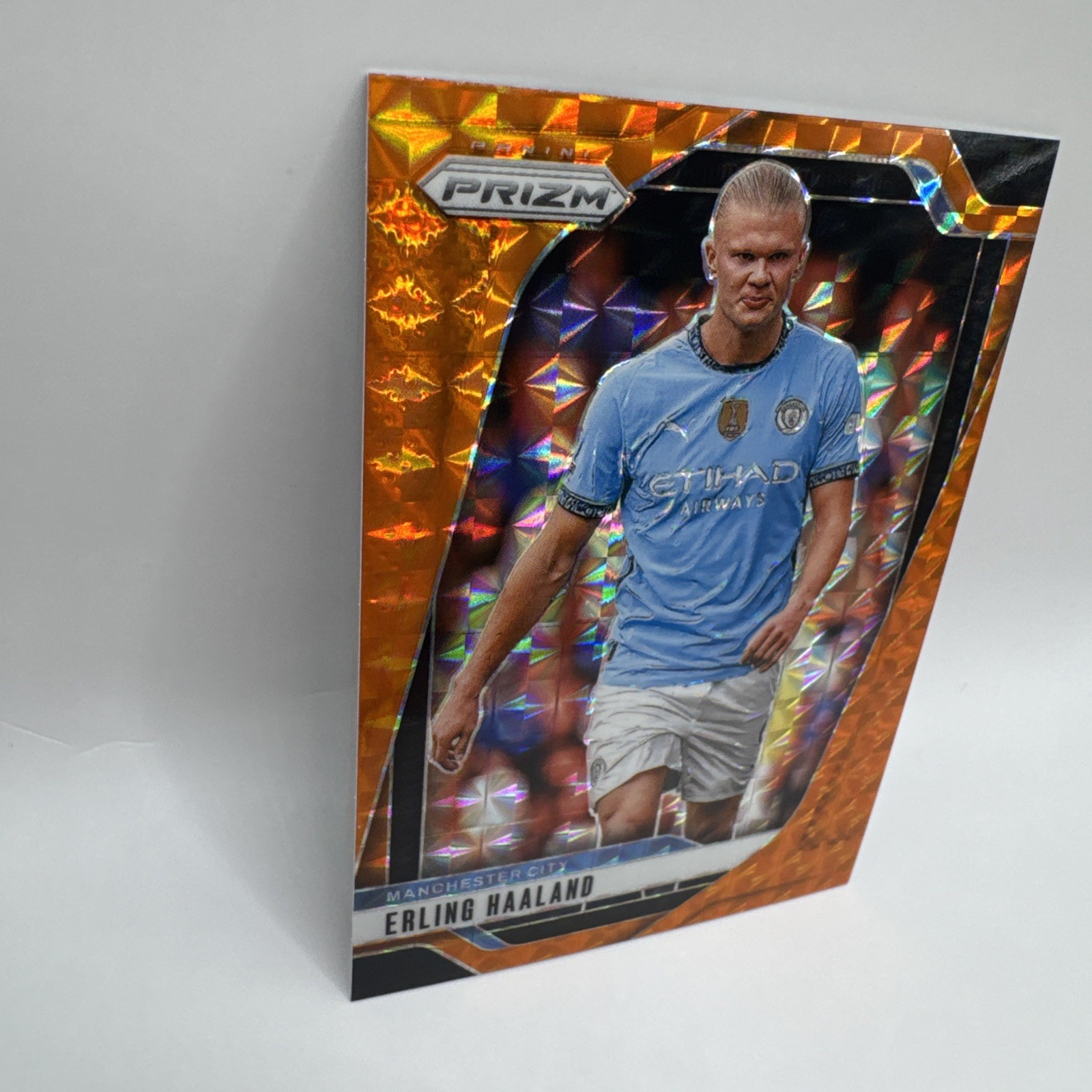 2024-25 Panini Prizm Premier League - Erling Haaland #9 Orange Mosaic Prizm view 2