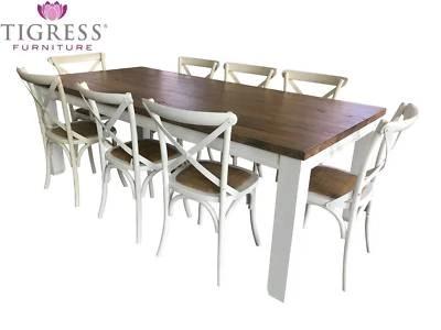 Jefferson 9 Piece Dining Table White Cross Back