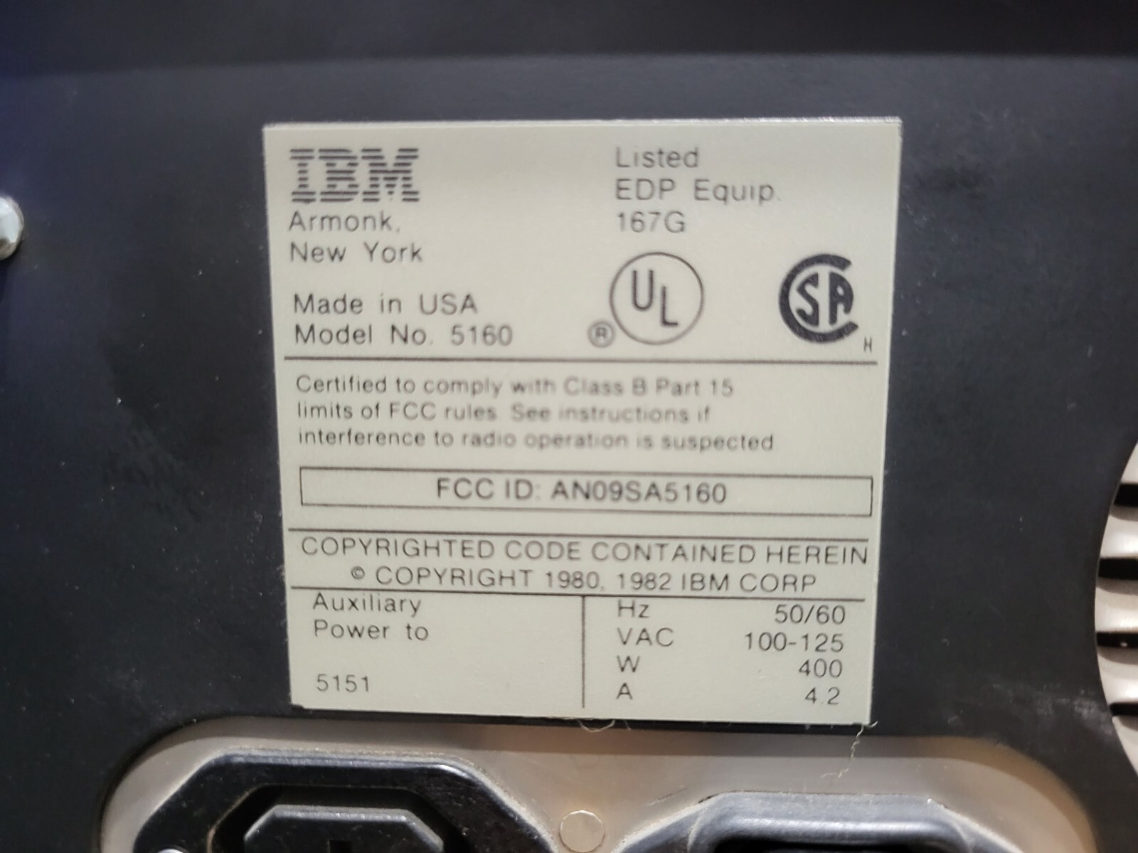 IBM Personal Computer 5160 with 5151 Monochrome Monitor, Model F XT ...