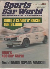 Sports Car World 1974 Apr Capri 11 RS2600 Elfin MR6 Opel Mantra Fiat 124 X1/9 Za