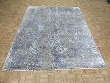 8 x 9'11 Hand Knotted Multi Colored Modern Abstract Oriental Rug With Silk G9165