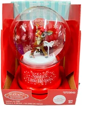 RUDOLPH the Red-Nosed Reindeer Musical Plastic Waterless SNOW GLOBE by Gemmy